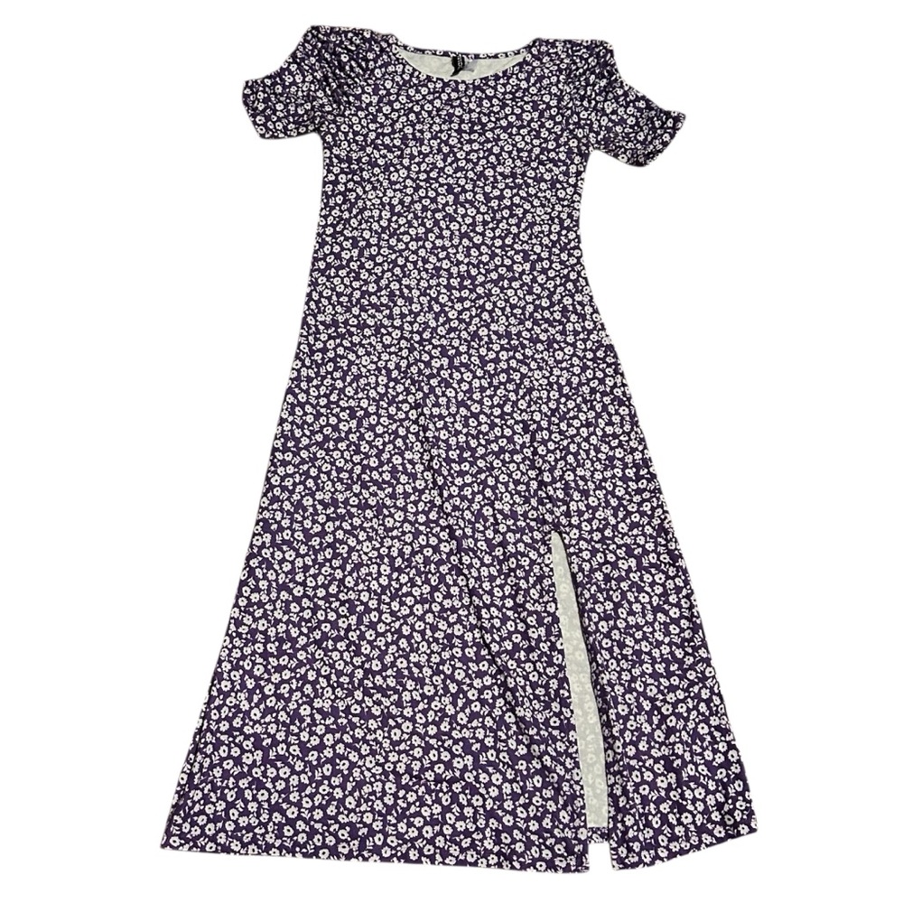 h&m divided purple floral midi dress